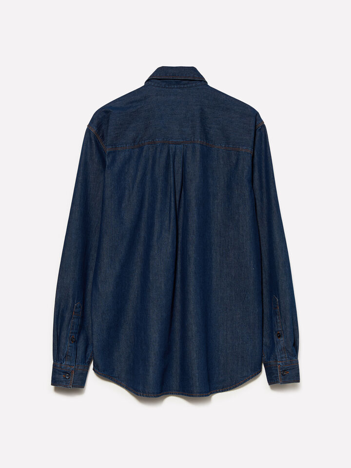 Blue denim shirt - men's regular fit shirts - Dark Blue | Sisley image number 2
